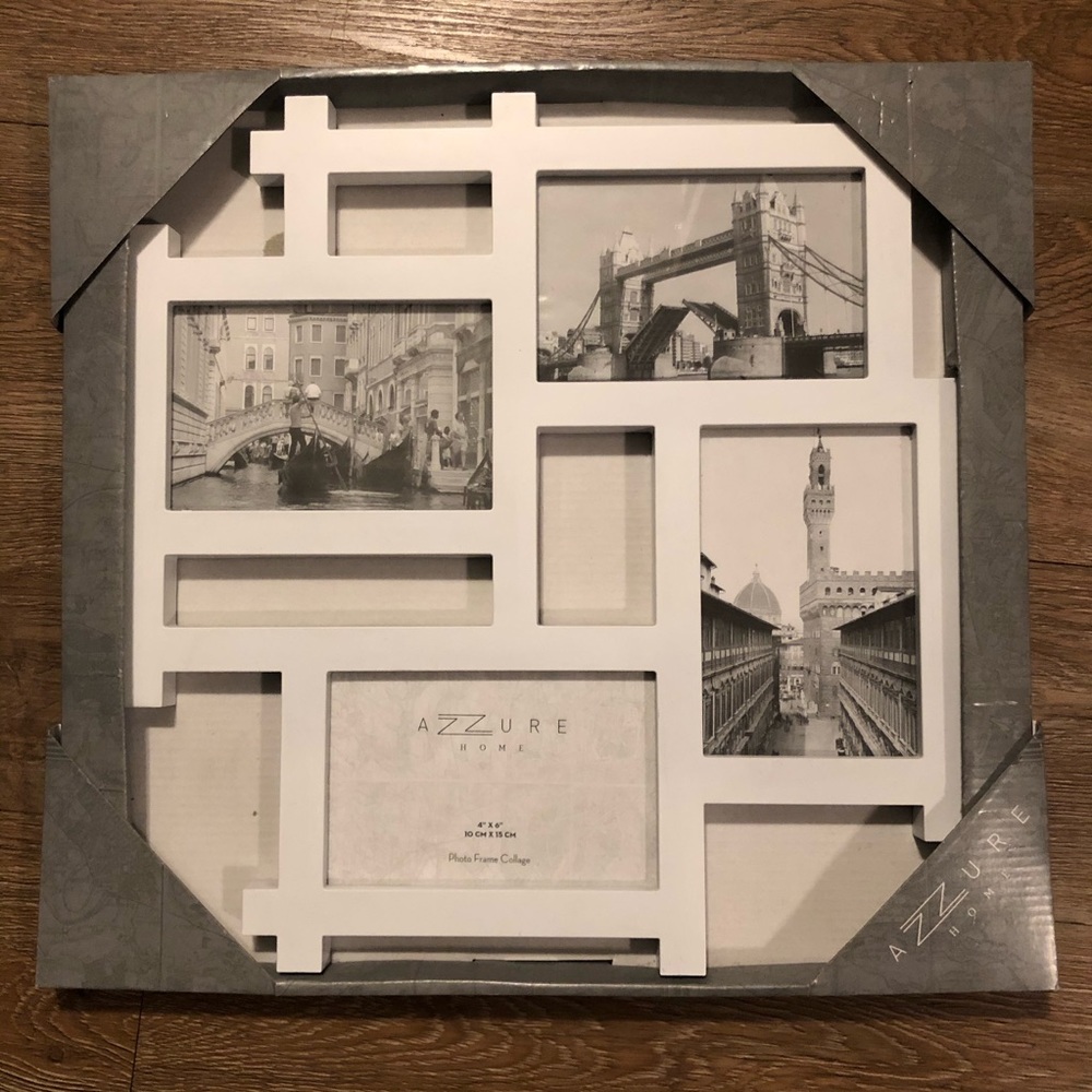 White frame photo collage